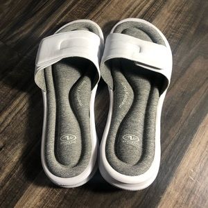 White Memory Foam Slides Athletic Works